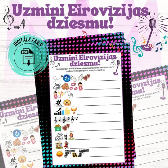 Spēle "Uzmini Eirovīzijas uzvarētājdziesmu", digitāls PDF fails
